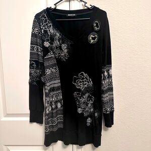 Kessley - black and gray short sweater dress OR tunic - Large